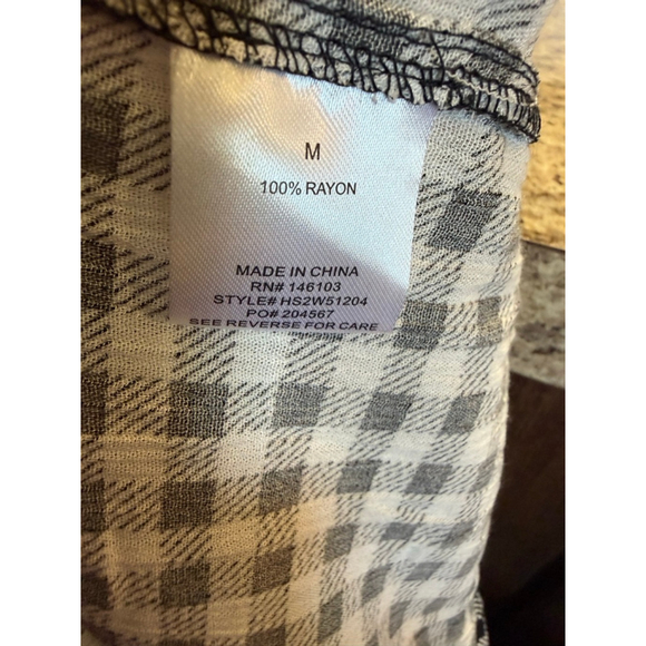 Women's Hippie Rose Mini Dress M Black White Gingham Tiered - Picture 7 of 9